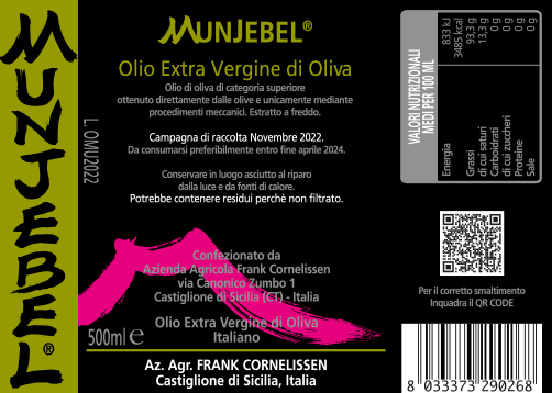 Olio Extra Vergine di Oliva MunJebel®